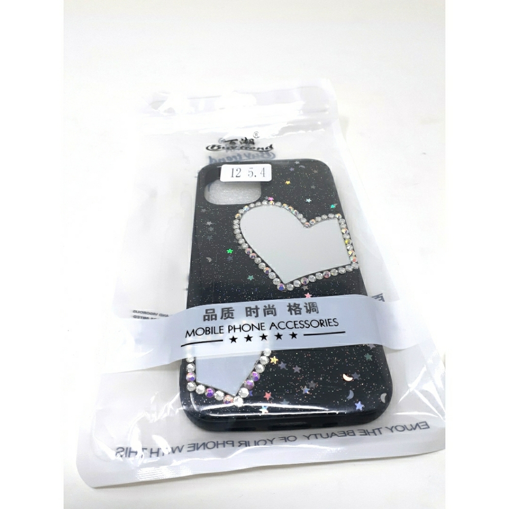 Transparent Sequin Heart Mirror Design Phone Case - Picture 6 of 14